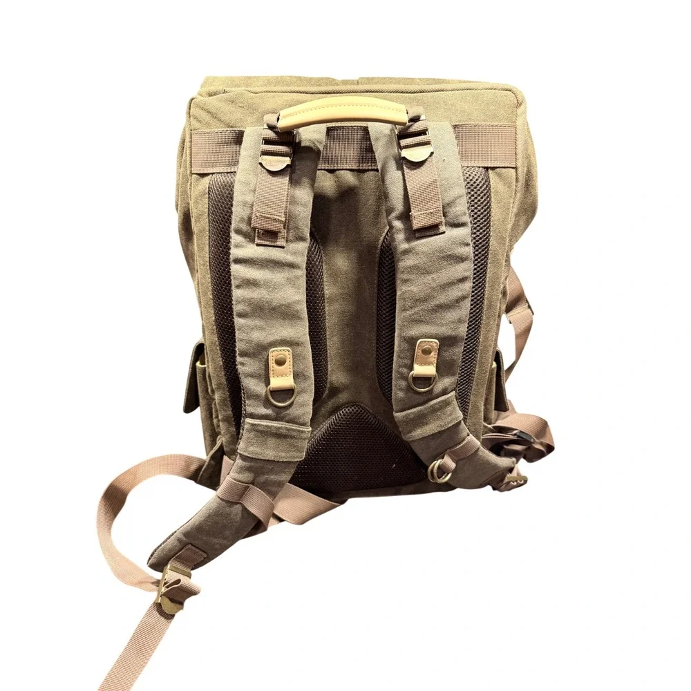 Peacechaos Canvas Camera Backpack Vintage Style‎ Army Green